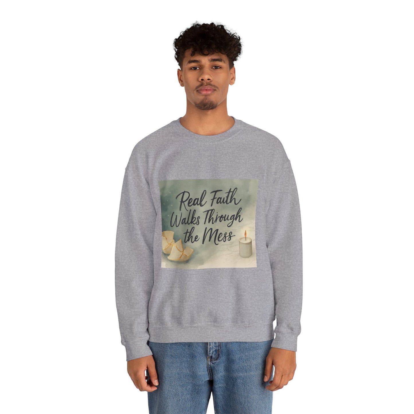Real Faith Walks Through the Mess – Authentic Christian T-Shirt